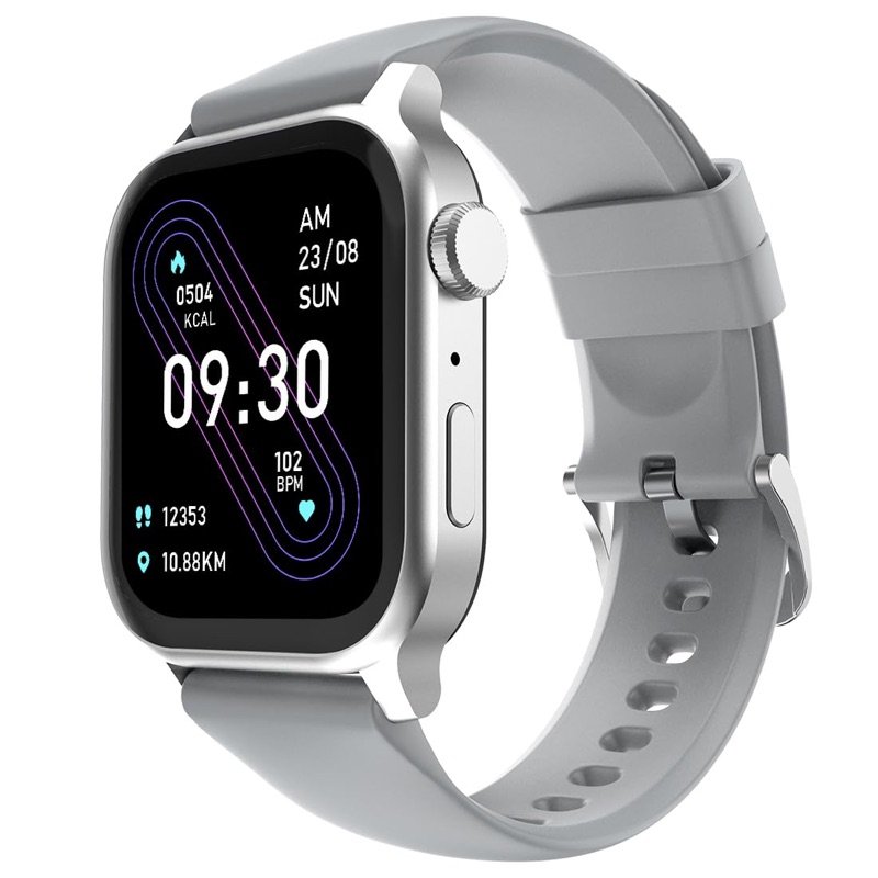 Fire‑Boltt Rise Smart Watch 1.85″ HD Display with Bluetooth Calling, AI Voice Assistant, Rotating Crown, SpO2 & Heart Rate Monitor, 120+ Sports Modes,IP67 Waterproof Smart Watch for Men & Women - Grey