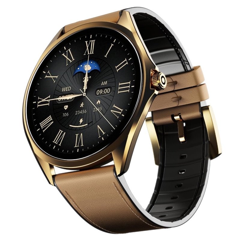 Boat Chrome Horizon, Premium Metal Body, Video Watch Faces, 1.51”(3.83cm) AMOLED Round Display, HRV & VO2 Max, Auto-Activity Detection, ASAP Charge, HRV Smartwatch for Men & Women (Coco Brown)