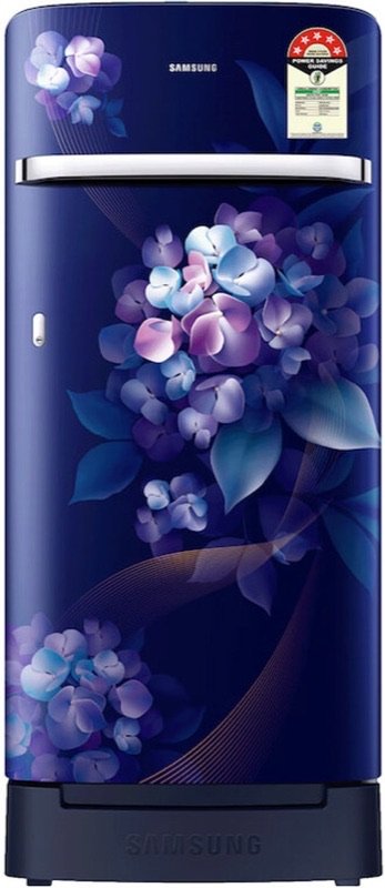 Samsung 189 L Direct Cool Single Door 5 Star Refrigerator with Base Drawer (Midnight Blossom Blue, RR21H2H25UZ/HL)